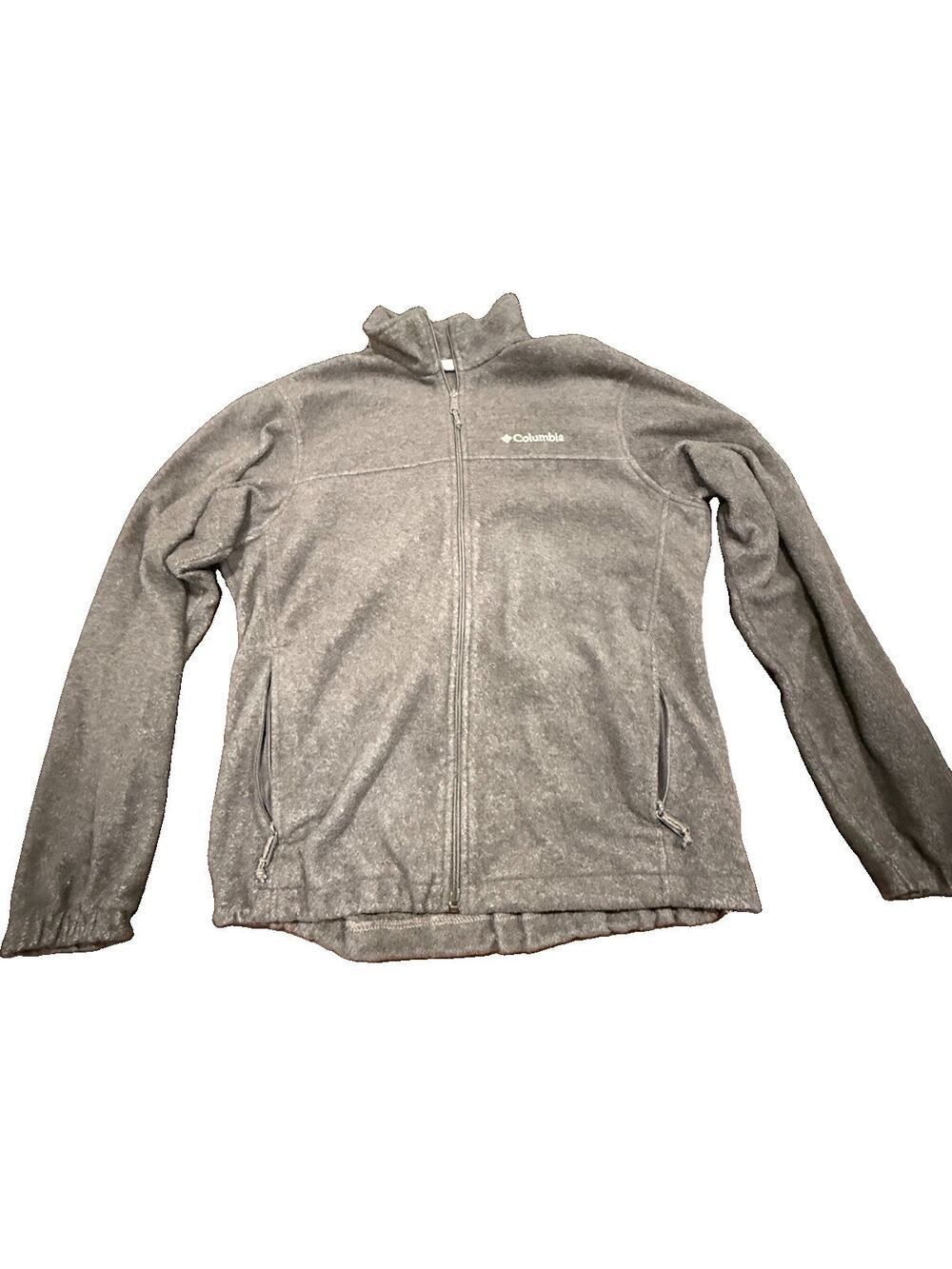 Columbia Fleece Jacket Men’s M Gray Full Zip Outdoor Hiking Trail Coat Zippered